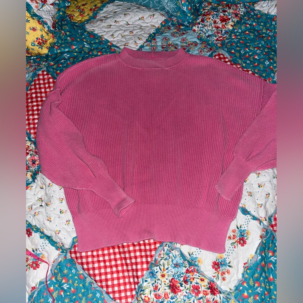 Aerie Vibrant Pink Knit sweater oversized size small